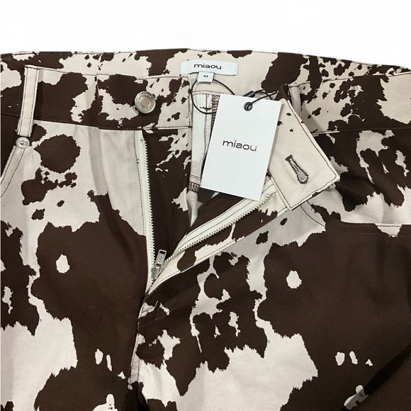 NWT MIAOU x Revolve| SZ M | Brown White Print High Rise Straight Leg Jeans Pants - Picture 10 of 11